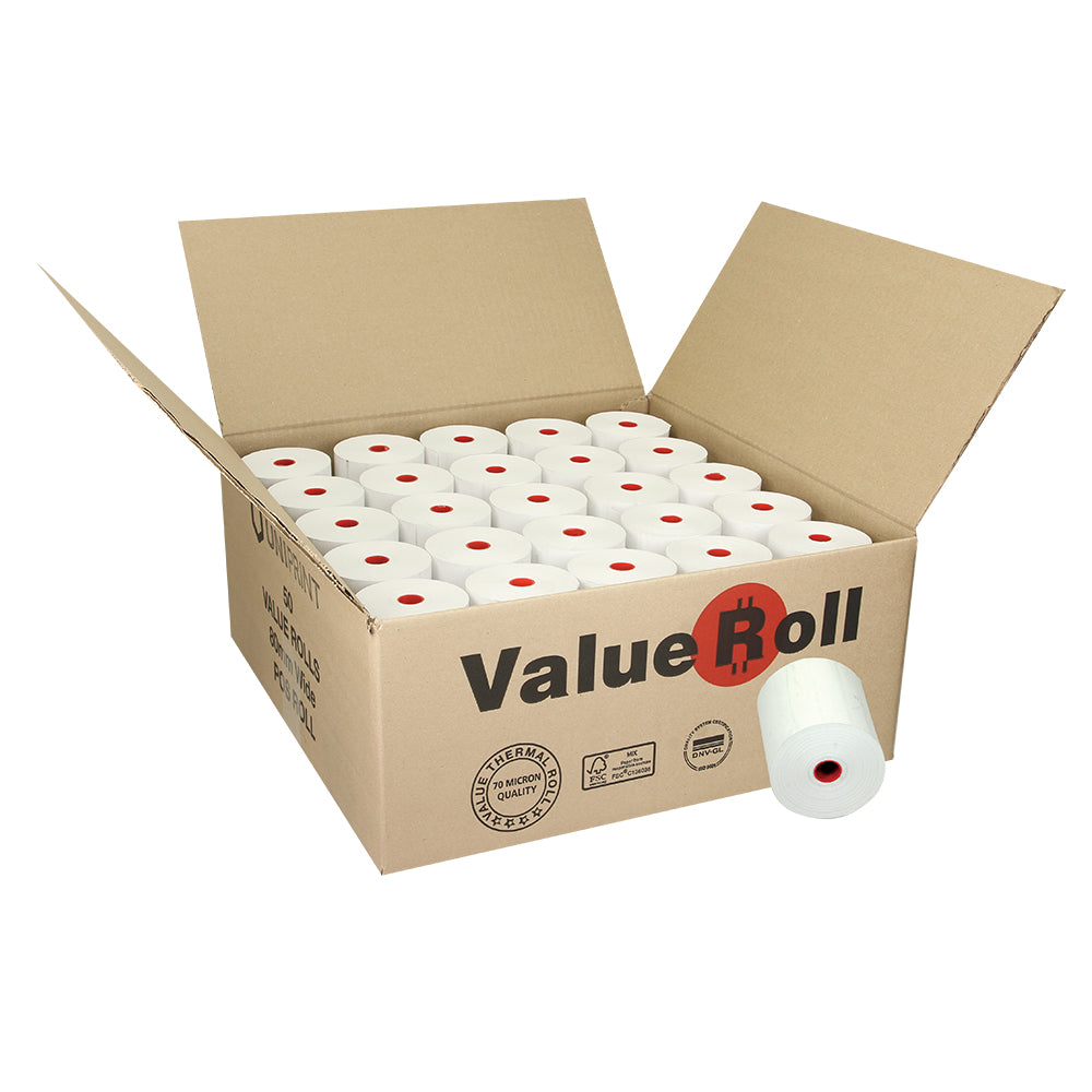 Thermal Till / POS Rolls '80x80' (70gsm)  - Box of 50